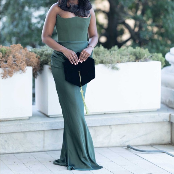 HOUSE OF CB Dresses & Skirts - HOUSE OF CB Persephone Strapless Evening Dress in Olive Sz S #LD145